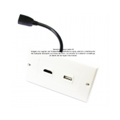 Placa Tapa Decora HDMI 4k pigtail + USB 2.0 en ABS